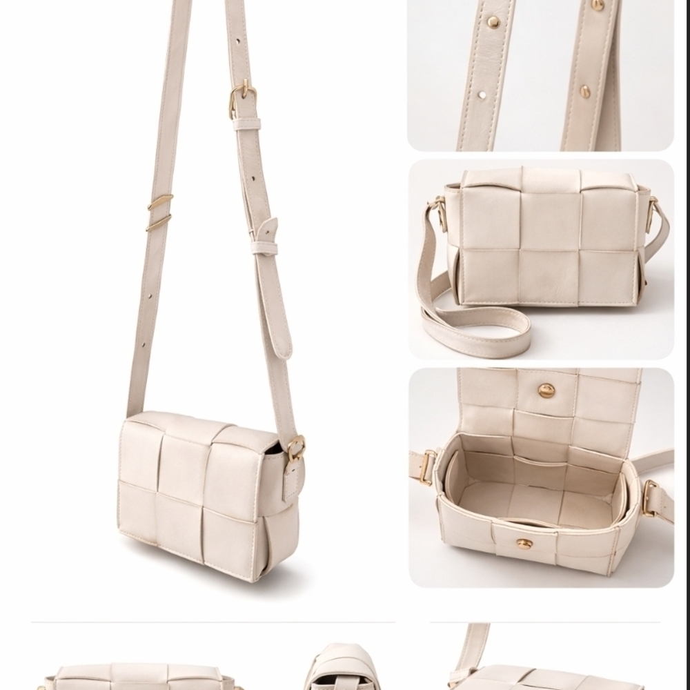 Bottega Style Woven Crossbody Bag Ivory Cream Small Minimalist - Picture 4 of 4